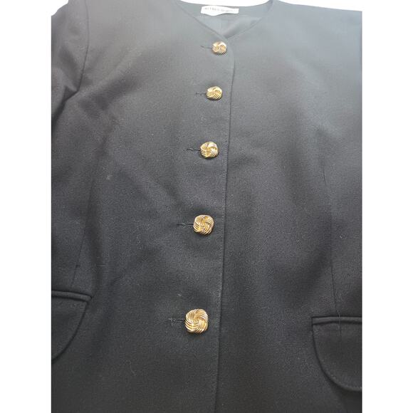 Vintage Alfred Dunner Made in USA Black Gold button Blazer Women Size 12 - Picture 2 of 4